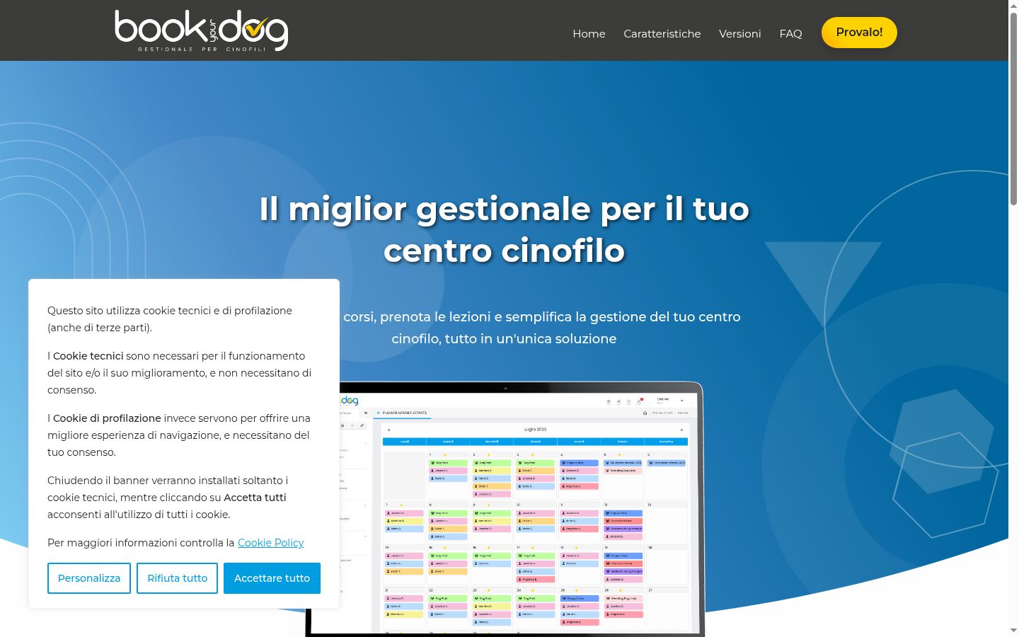 Screenshot del banner di consenso mostrato prima di qualsiasi interazione