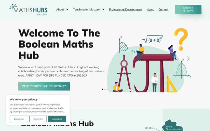 Screenshot of booleanmathshub.co.uk