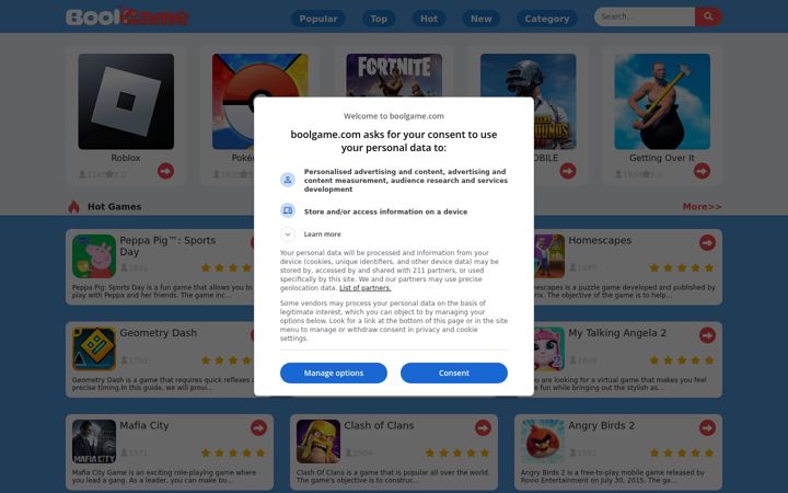 Screenshot of boolgame.com