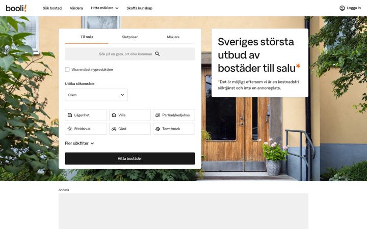 Captura de pantalla de booli.se