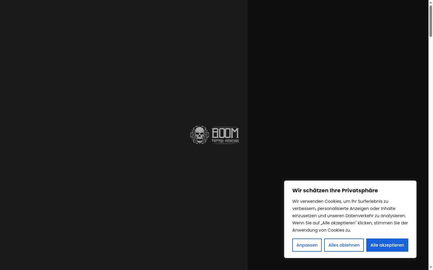 Screenshot del banner di consenso mostrato prima di qualsiasi interazione