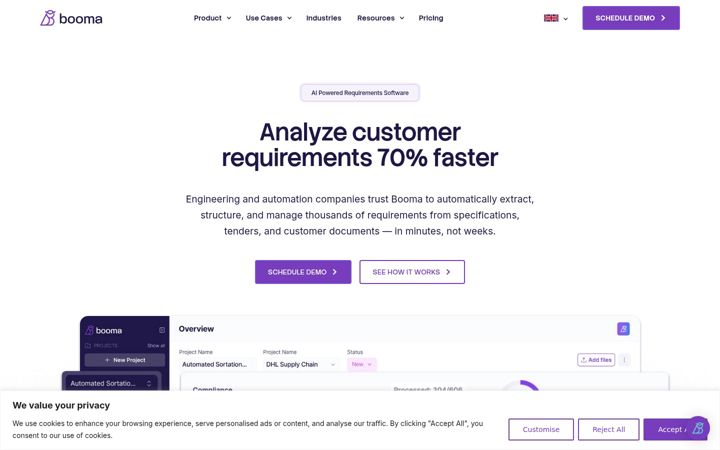 Screenshot of booma.ai