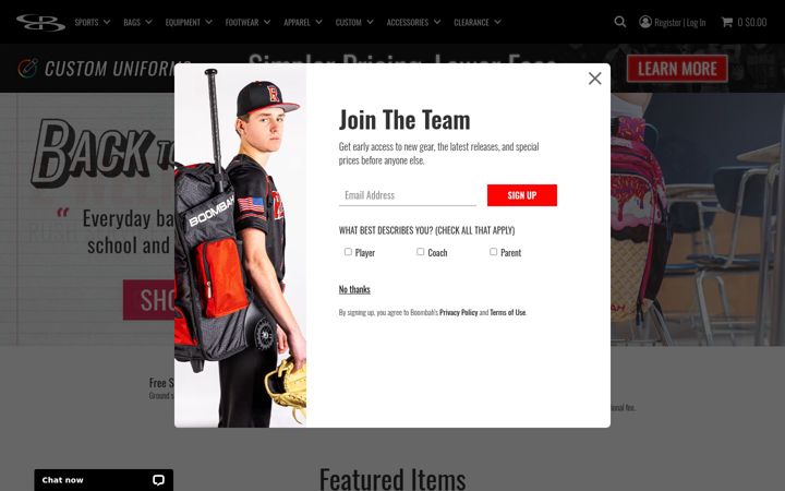 Screenshot of boombah.com