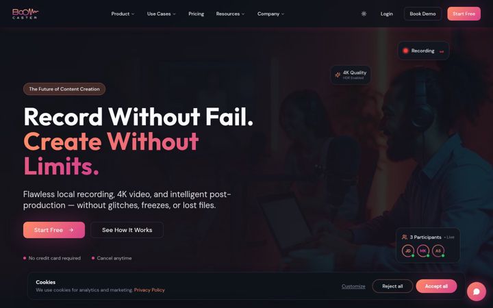 Screenshot of boomcaster.com