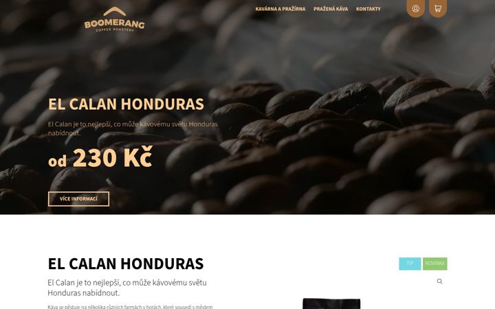 Screenshot of boomerangcoffee.cz