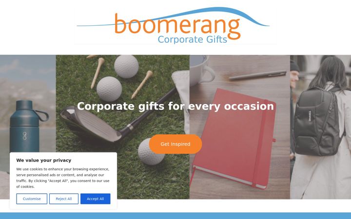 Screenshot ta' boomerangcorporategifts.co.uk