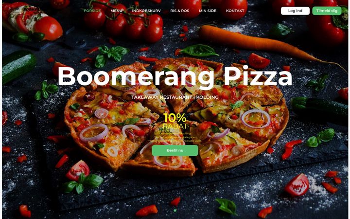 Screenshot of boomerangpizza.dk