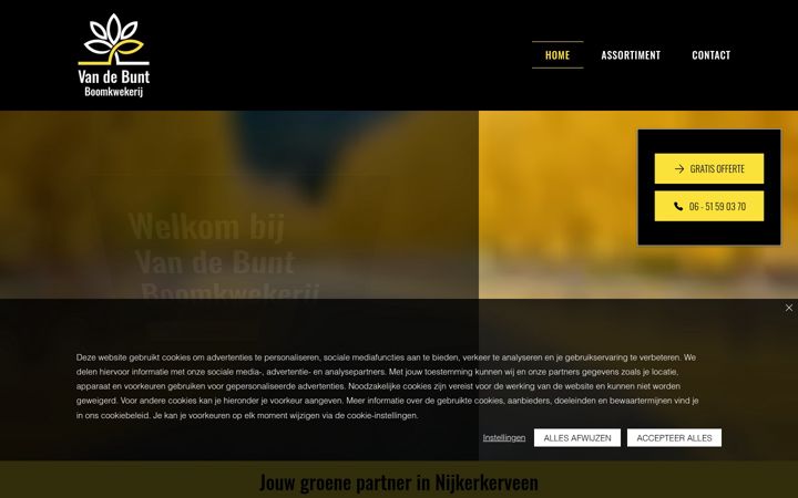 Ekrānuzņēmums no boomkwekerijvandebunt.nl