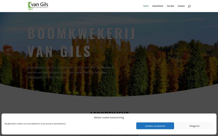 Captură de ecran a boomkwekerijvangils.nl