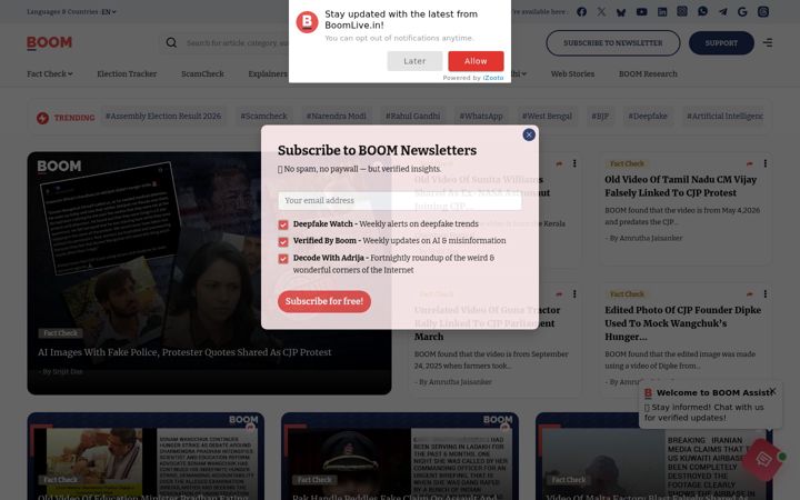 Screenshot of boomlive.in