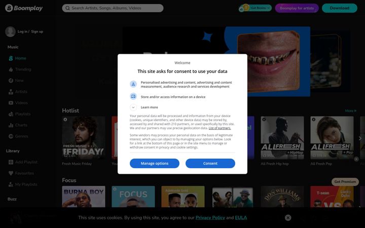 Capture d'écran de boomplaymusic.com