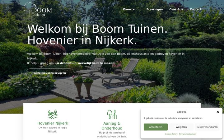 Captură de ecran a boomtuinen.nl