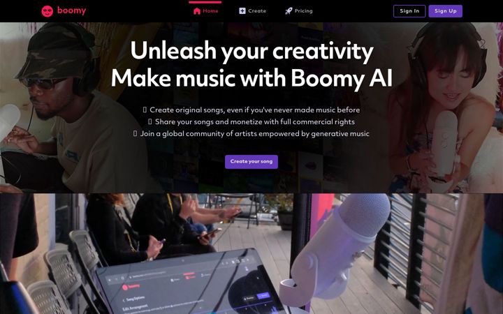 Screenshot of boomy.com