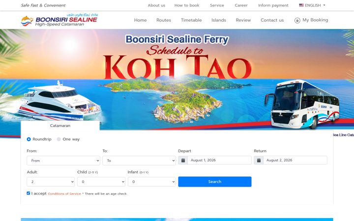 Screenshot of boonsirisealineferry.com