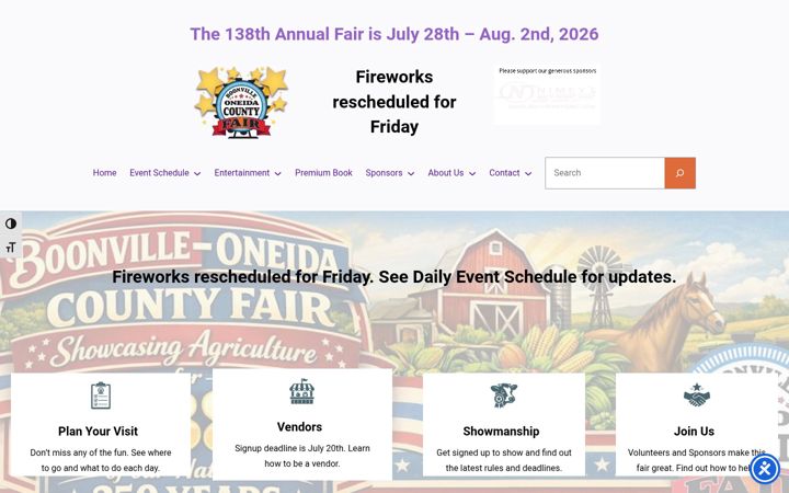 Screenshot of boonvillefair.com
