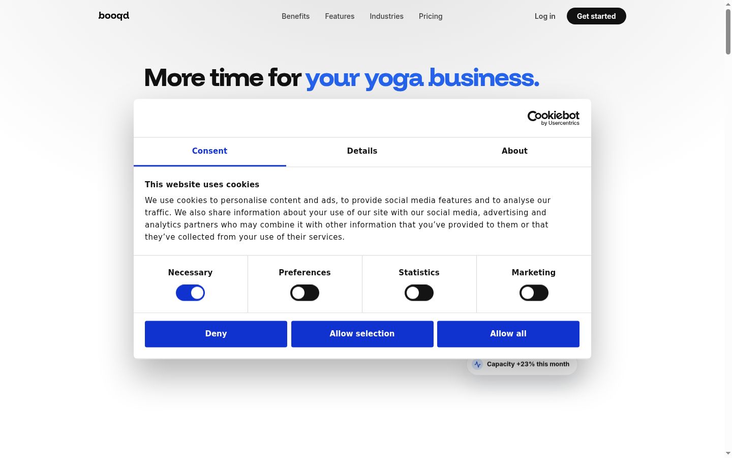Screenshot of the consent banner shown before any interaction