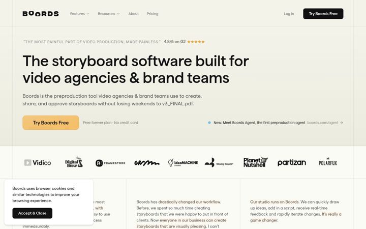 Screenshot of boords.com