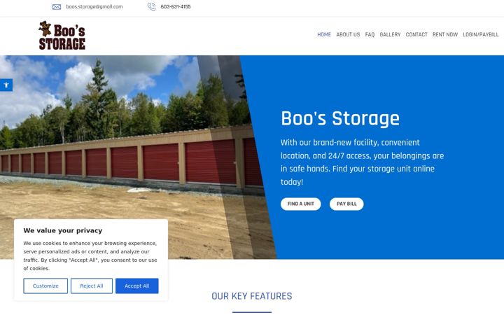 Screenshot of boosstorage.com
