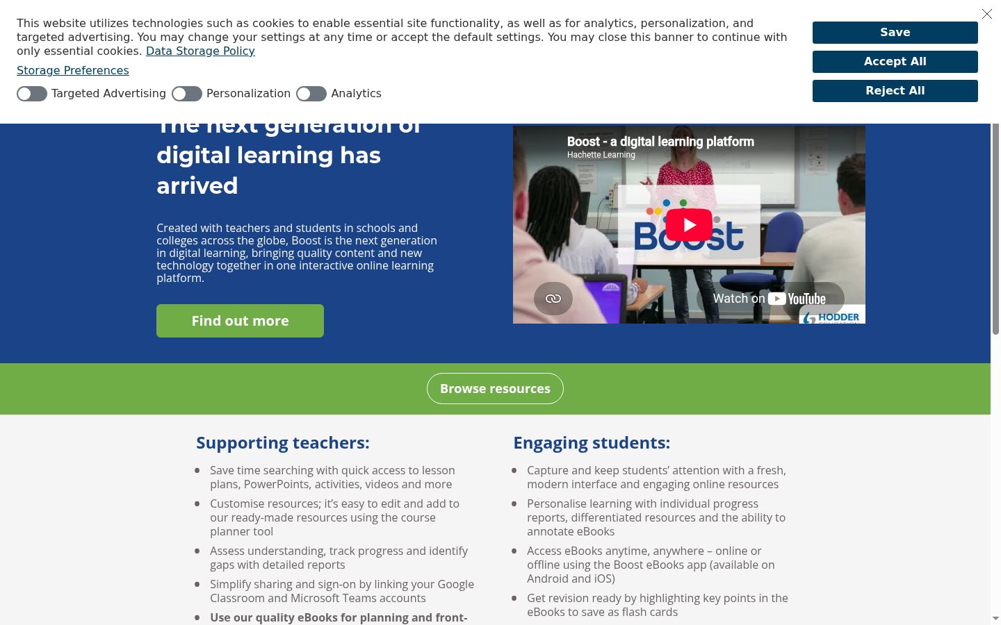 Screenshot of the consent banner shown before any interaction