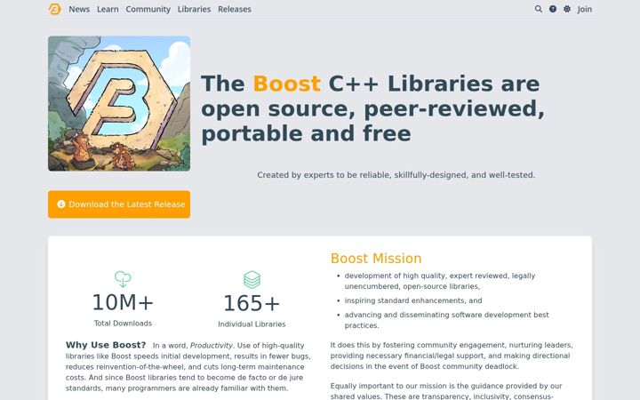 Screenshot του boost.org