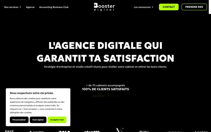 Screenshot stránky boosterdigital.fr