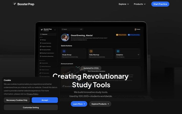 Screenshot von boosterprep.com