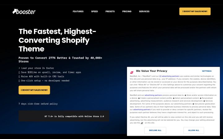 Screenshot di boostertheme.com
