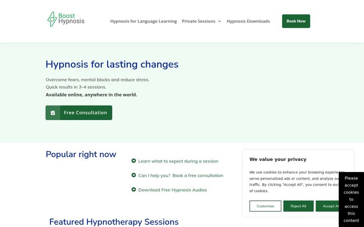Screenshot of boosthypnosis.com
