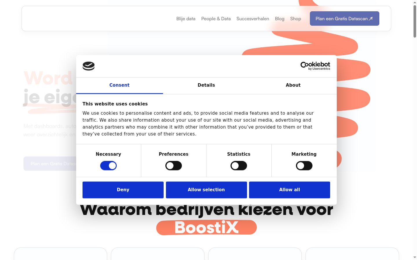 Screenshot of the consent banner shown before any interaction