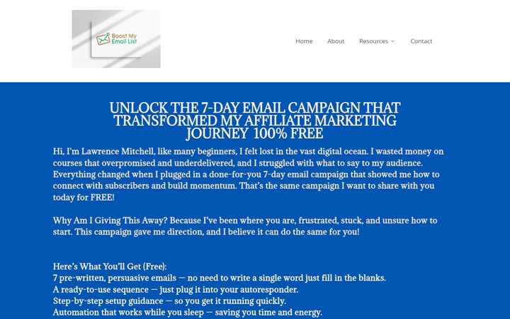 Screenshot of boostmyemaillist.com