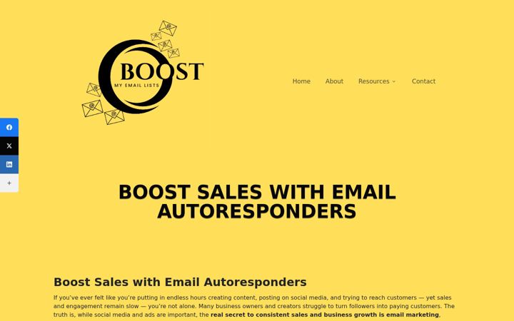 Screenshot of boostmyemaillists.com