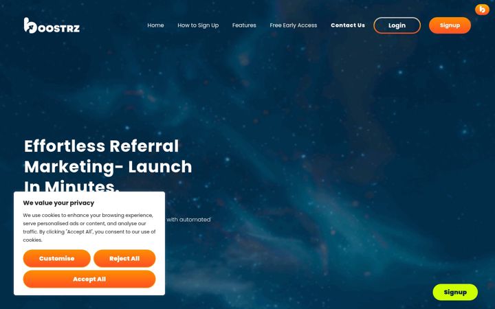 Screenshot of boostrz.com