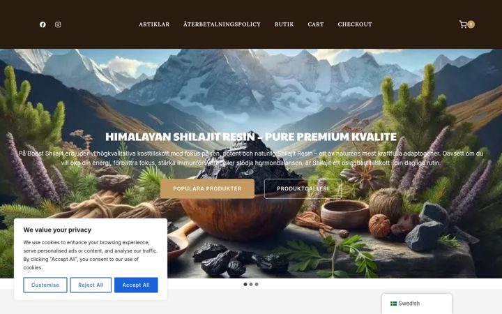 Screenshot of boostshilajit.se
