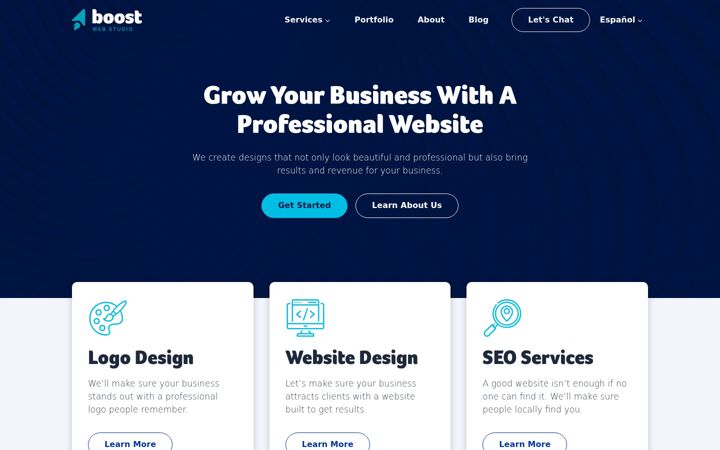 Screenshot ta' boostwebstudio.com