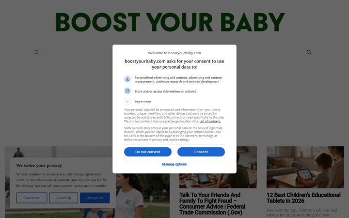 Screenshot of boostyourbaby.com