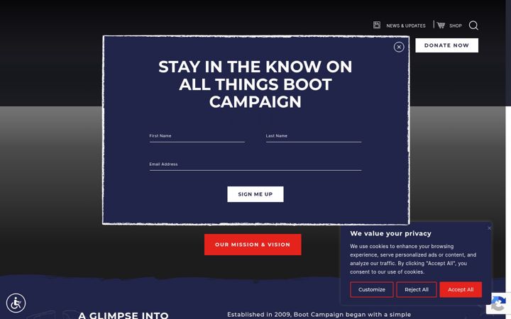 Captură de ecran a bootcampaign.org
