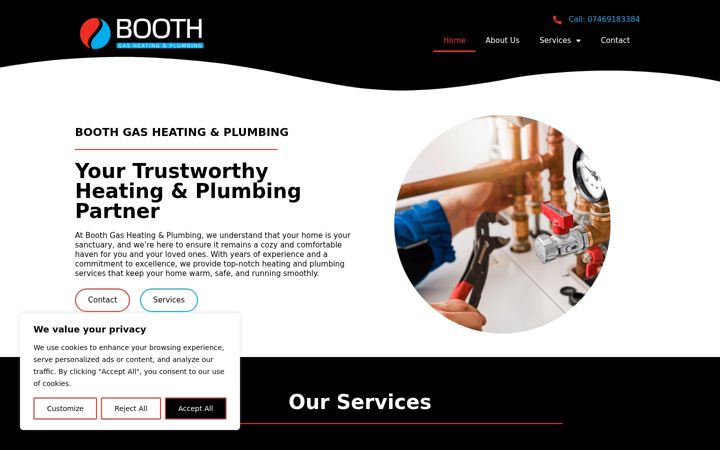 Snímek obrazovky boothplumbing.co.uk