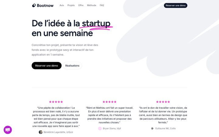 Capture d'écran de bootnow.co