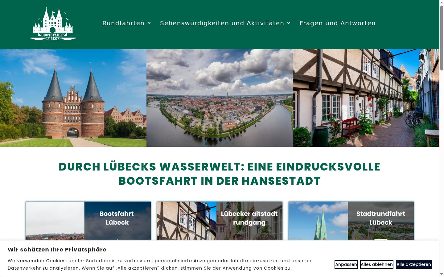Screenshot des Einwilligungsbanners vor jeglicher Interaktion
