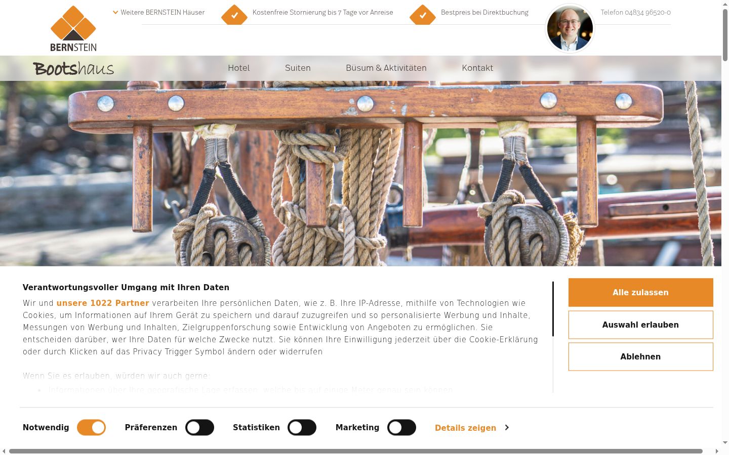 Screenshot of the consent banner shown before any interaction