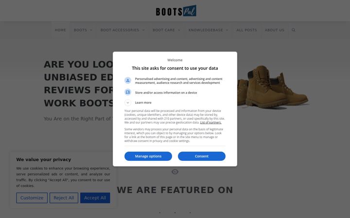 Screenshot of bootspal.com