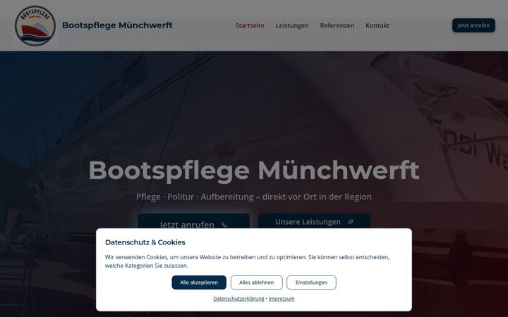 Screenshot stránky bootspflege-muenchwerft.de