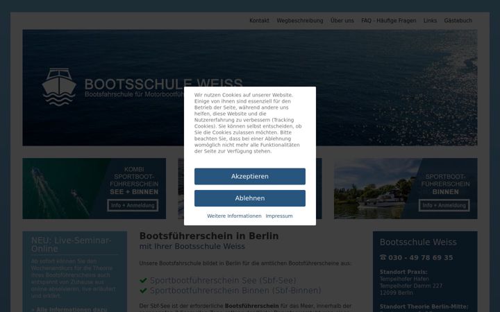Screenshot of bootsschule-weiss.de