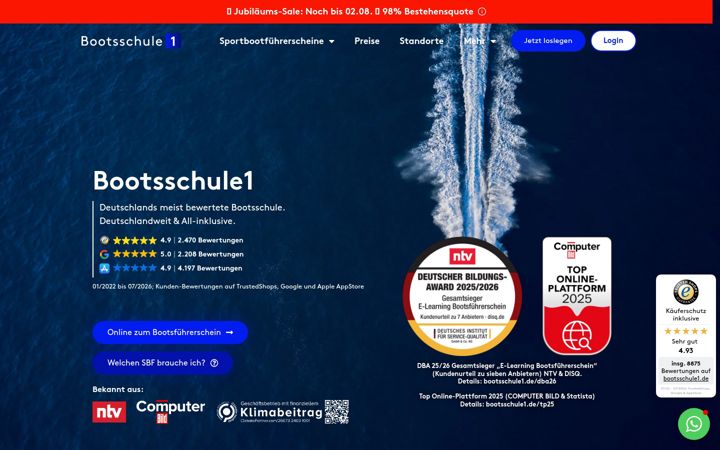 Screenshot stránky bootsschule1.de