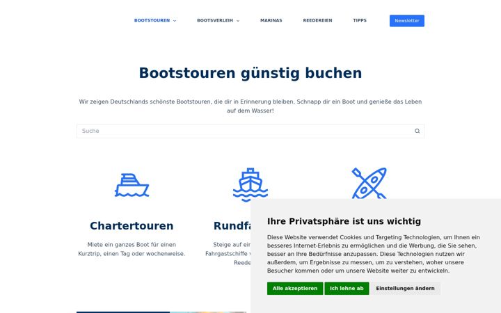 Screenshot stránky bootstourpiraten.de