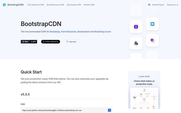 Skærmbillede af bootstrapcdn.com