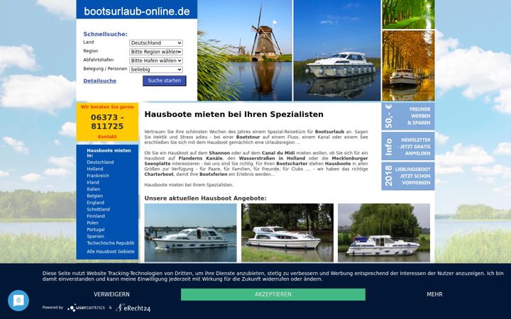 Screenshot stránky bootsurlaub-online.de