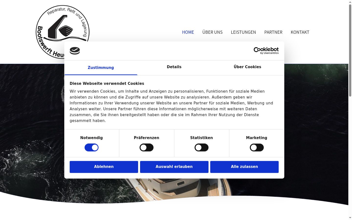 Screenshot del banner di consenso mostrato prima di qualsiasi interazione