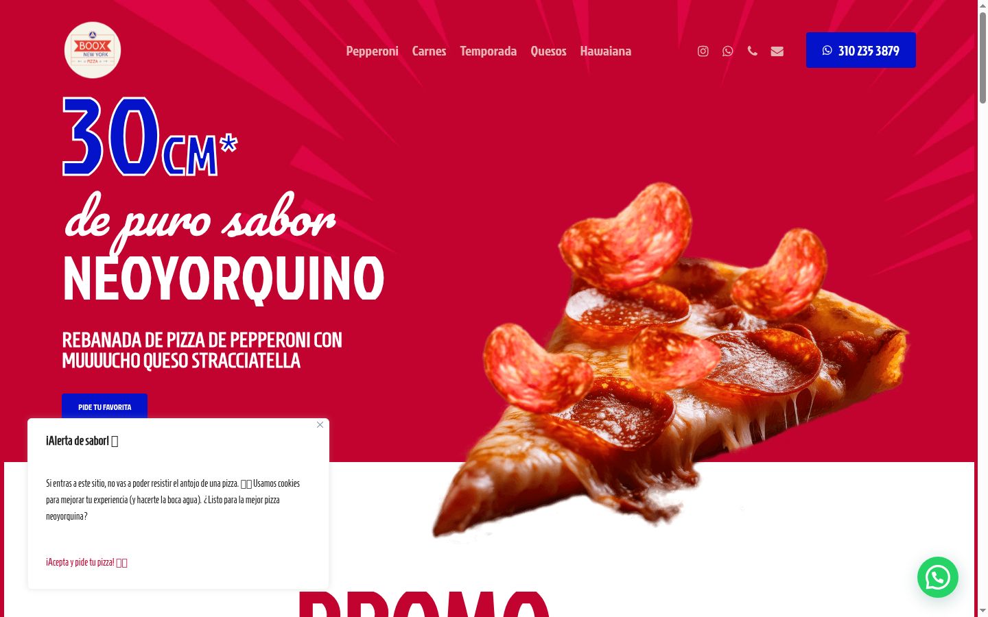 Captura de pantalla del banner de consentimiento mostrado antes de cualquier interacción