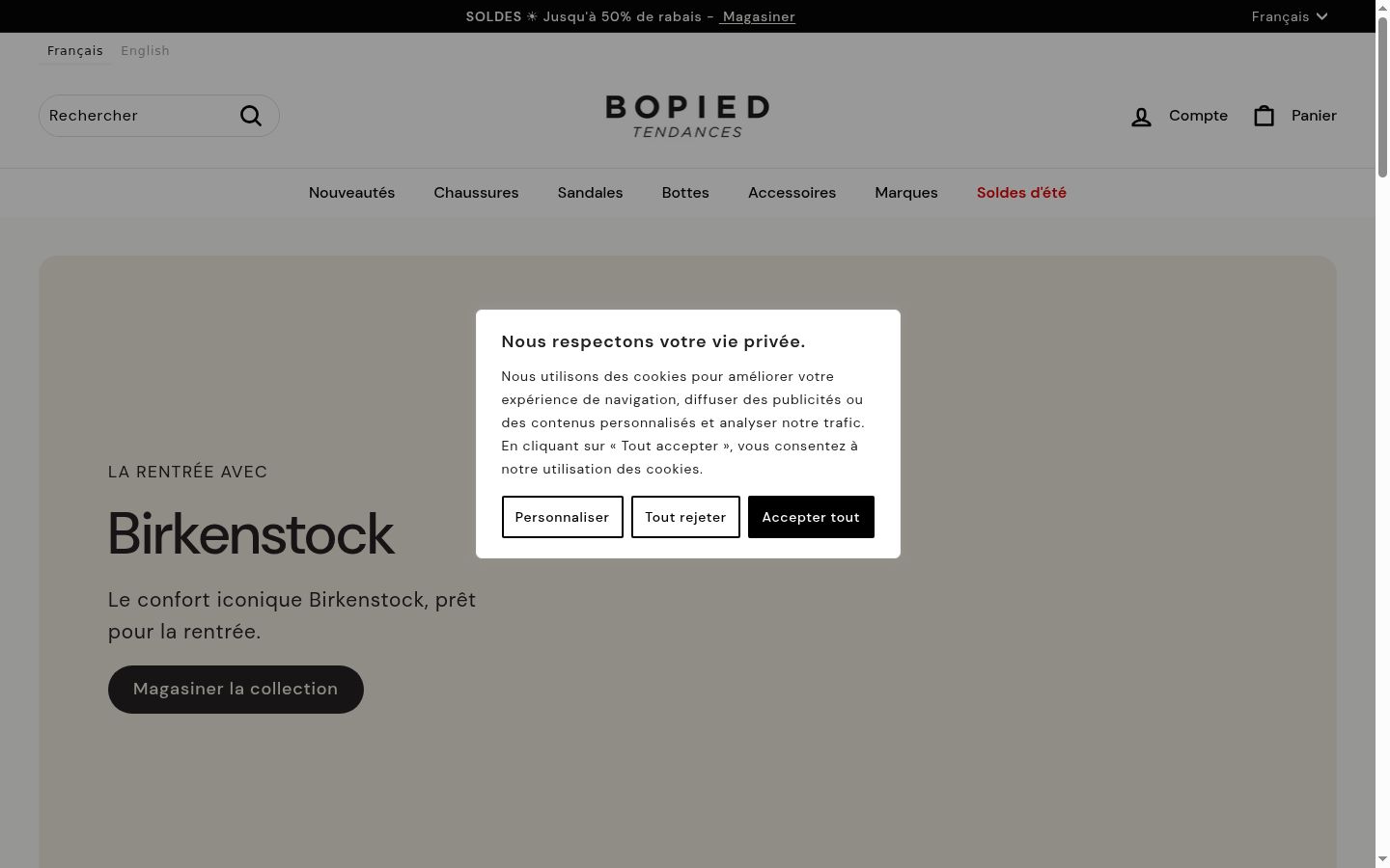 Screenshot of the consent banner shown before any interaction